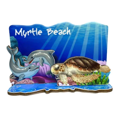 Personalisierter Strand-Touristen-MDF-Kühlschrankmagnet, 3D-Schicht-Holz-Souvenir-Schildkrötenmagnet